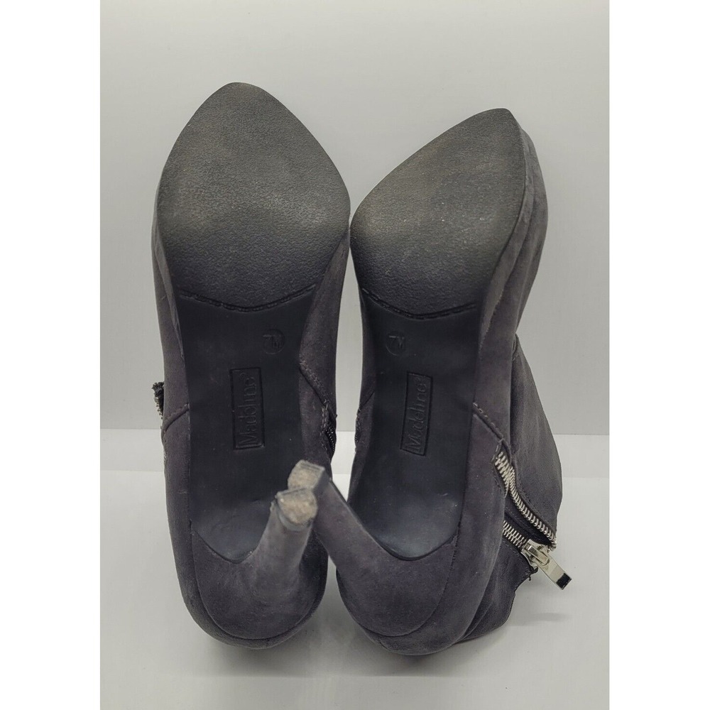 Madeline Boots  Suede Ankle Womens SZ 7M 3.5" Heel Grey Accent Zipper Silver - Picture 7 of 8